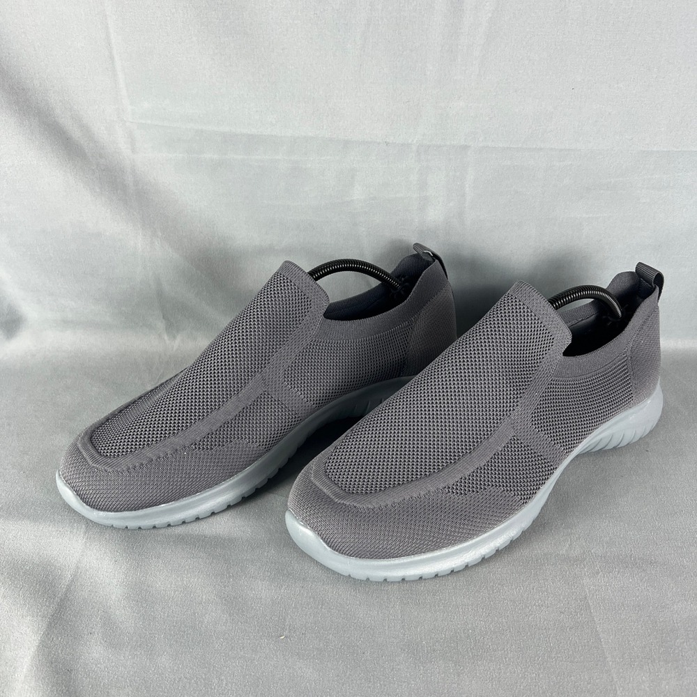 Comfort & Soft Slip On Walking Shoes Men US 12 Gray Mesh Low Top Casual Sneakers